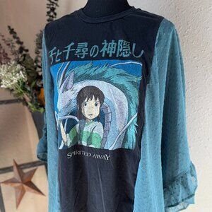 Studio Ghibli Spirited Away Refashioned Upcycled Free Size Blouse OSFM